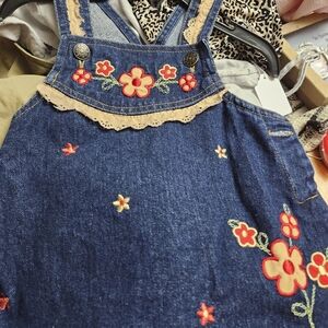 Charming Denim Overalls with Embroidered Accents